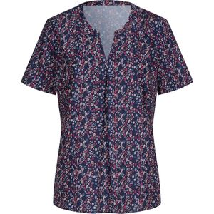Dames Comfortabele blouse in marine/koraal bedrukt