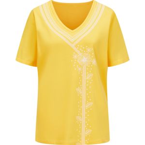 Dames Shirt met V-hals in zonnegeel