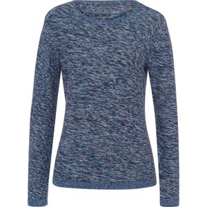 Dames Pullover met ronde hals in marine/ecru gemêleerd