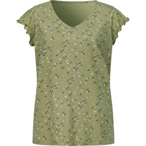 Classic Basics - Shirt - Riet/Kaki gedessineerd - V-hals - 100% Katoen