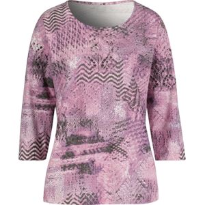 Dames Shirt met 3/4-mouw in mauve/grijs bedrukt