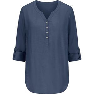 Dames Longline blouse in rookblauw