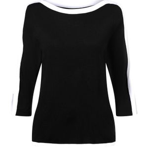 Dames Pullover met 3/4-mouwen in zwart/wit