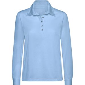 Dames Poloshirt met lange mouwen in ijsblauw