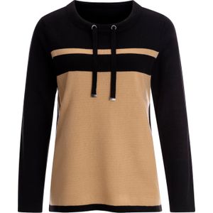Dames Pullover met lange mouwen in zwart/camel