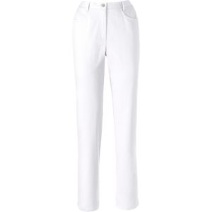 Jeans - Wit - 97% Katoen, 3% Elastaan - Opgestikte Zakken, Knoop en Ritssluiting