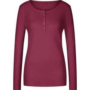 Bordeaux Longsleeve - Katoen - Knoopsluiting - Ronde Hals - Lange Mouwen