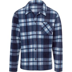 Heren Fleecejack in marine/jeansblauw geruit