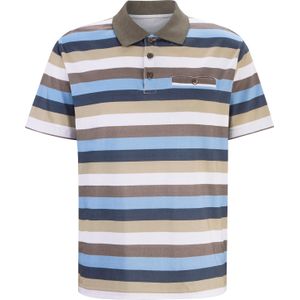 Heren Poloshirt in taupe/beige/ijsblauw gestreept