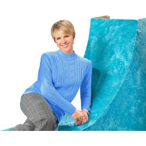 Pullover - Blauw - 100% Polyacryl - Lange Mouwen - Staande Kraag