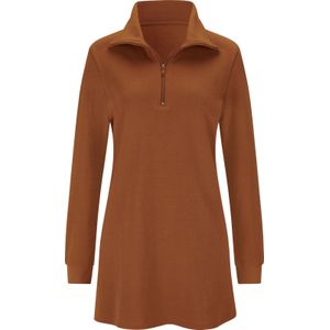 Cognac - Sweater - 100% Katoen - Lange Mouwen - Platte Kraag