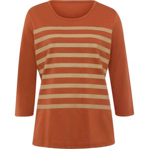 Dames Shirt met 3/4-mouw in roestrood/camel