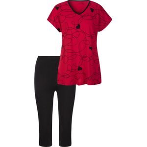 Dames Capri-pyjama in rood/zwart