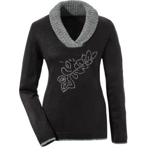 Kleur - Antraciet - Gebreide Trui - Ruimvallend - 93% Polyacryl