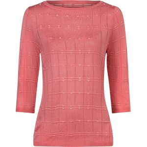 Dames Pullover met 3/4-mouwen in flamingo/ecru gedessineerd