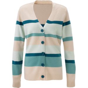 Dames Vest in ivoor/kalkmint gestreept