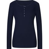 Unikleur - Longsleeve - Marine - 95% Katoen, 5% Elastaan - Knoopsluiting