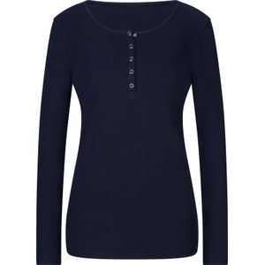 Unikleur - Longsleeve - Marine - 95% Katoen, 5% Elastaan - Knoopsluiting