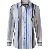 Beige/Marine Gestreepte Blouse - Katoen/Polyester/Elastaan