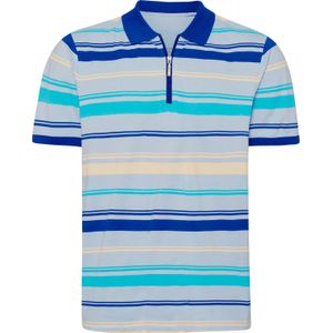 Poloshirt - Ijsblauw/Royalblauw - 100% Katoen - Ritssluiting - Korte Mouwen
