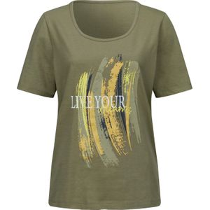 Classic Basics - T-shirt - Kaki/Limoen - Korte Mouwen - Ronde Hals