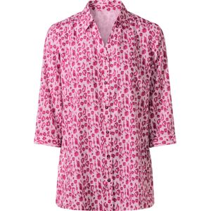 Dames Longline blouse in lichtroze/magenta bedrukt