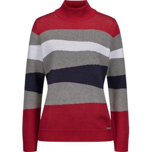 Kleur - Grijs/Rood Gedessineerd - Pullover - Lange Mouwen - 64% Katoen, 36% Polyacryl