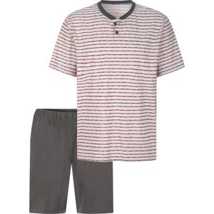 Heren shortama in antraciet/kers gestreept