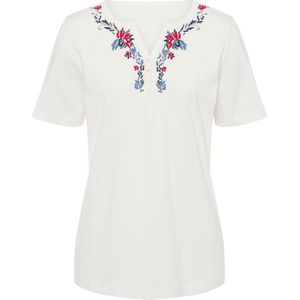 Dames Shirt met korte mouwen in ecru/rood