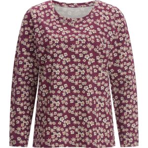 Dames Shirt met lange mouwen in bordeaux bedrukt