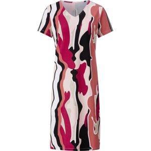 Dames Jersey jurk in zwart/pink geprint
