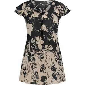 Dames Blouse met print in zwart/beige geprint