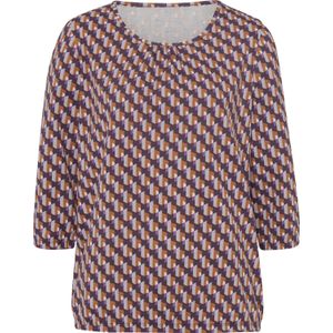 Dames Shirt met 3/4-mouw in aubergine/lila bedrukt