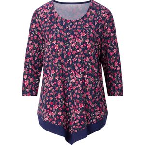 Dames Shirt met 3/4-mouw in marine/aardbei bedrukt