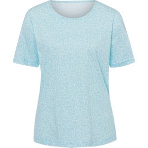 Dames Shirt met korte mouwen in ecru/aquamarijn bedrukt