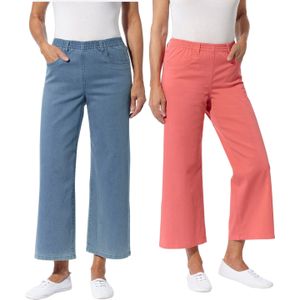 Jeans - Blauw/Bleached - 7/8-lengte - Comfortabele Pasvorm - Elastische Band