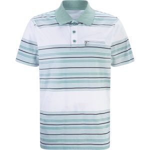 Heren Poloshirt in wit/mint bedrukt