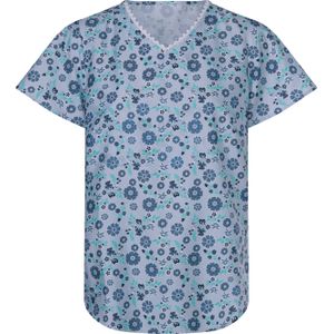 Dames Comfortabele blouse in ijsblauw/marine bedrukt