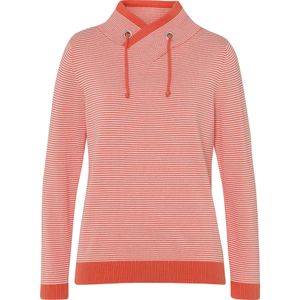 Dames Pullover met lange mouwen in grapefruit/ecru gestreept