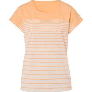 Dames Shirt met ronde hals in apricot/ecru bedrukt