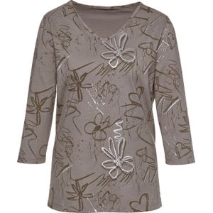 Dames Shirt met 3/4-mouw in taupe