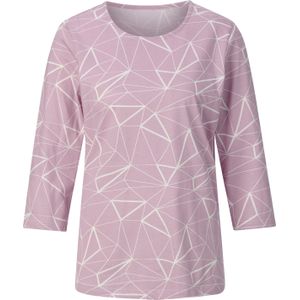 Dames Shirt met ronde hals in mauve/ecru bedrukt
