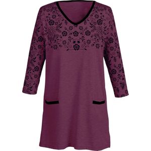 OTTO - Lang Shirt - Bordeaux/Zwart - 3/4-Mouwen - V-hals - 100% Katoen