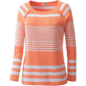 Dames Gestreepte pullover in zalm/wit gestreept