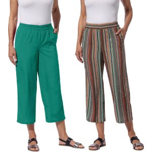 Culottes - Donkerrood/Smaragd Gestreept - 100% Katoen - Comfortabele Pasvorm
