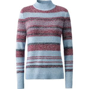 Dames Trui met opstaande kraag in malve/bleu gemêleerd