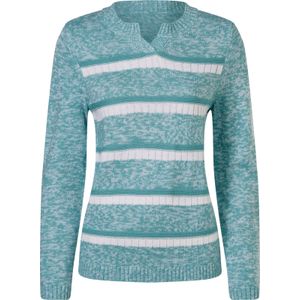 Dames Pullover met lange mouwen in oceaan/wit gedessineerd