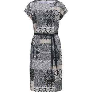 Dames Jersey jurk in zwart/zand geprint