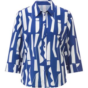 Blouse - Royalblauw/Ecru - 100% Polyester - Gedessineerd