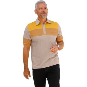 Heren Poloshirt met korte mouwen in oker-sesam